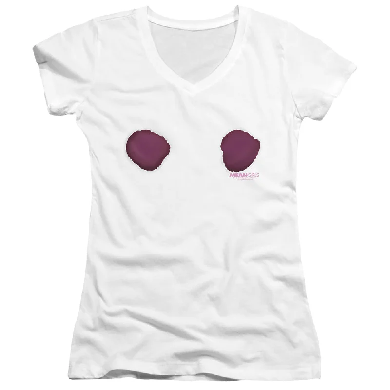 Today’s Deal Mean Girls Juniors V-Neck T-Shirt Imitating Reginas Cut Shirt White