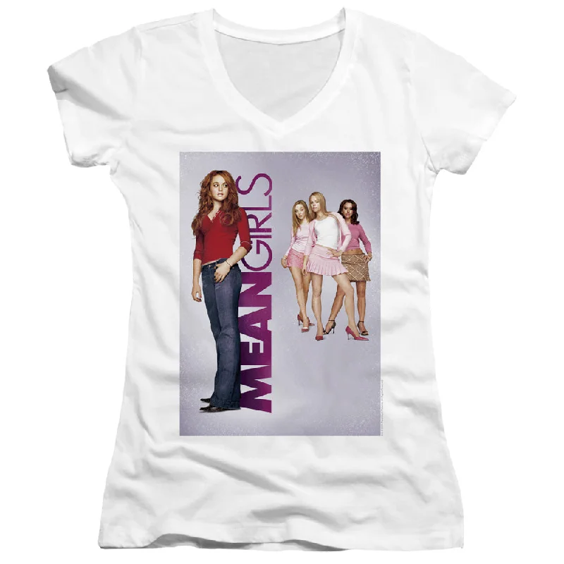 Lowest Price Mean Girls Juniors V-Neck T-Shirt Movie Poster Artwork White Tee
