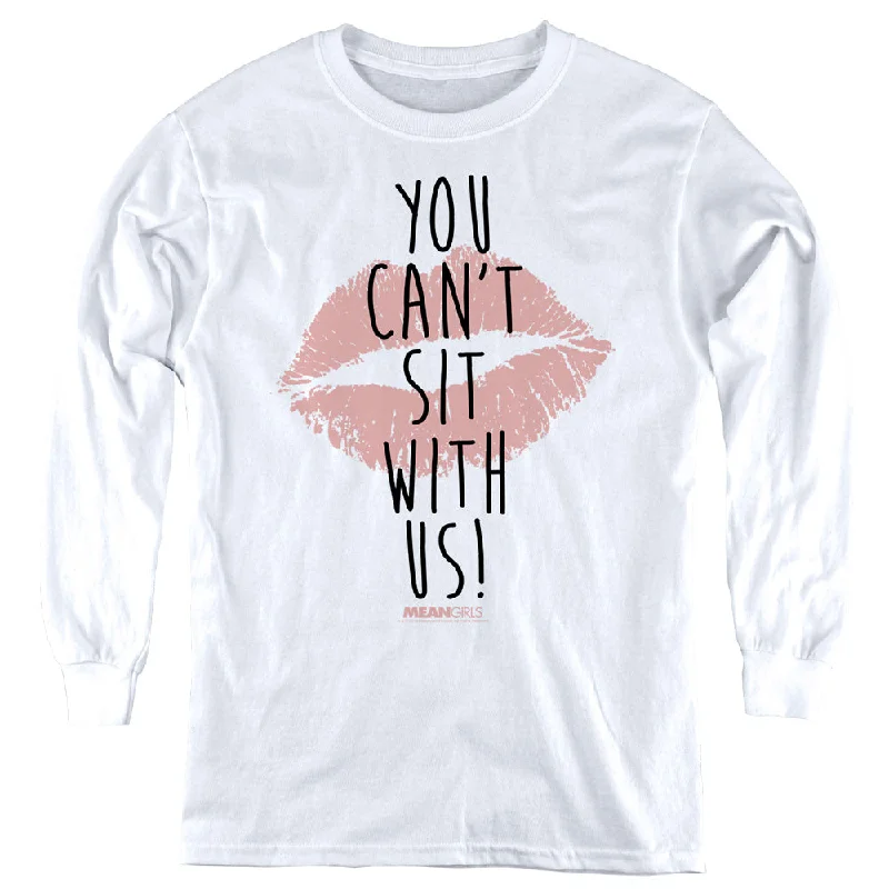 Deal of the Day Mean Girls Kids Long Sleeve Shirt Can't Sit With Us White Tee