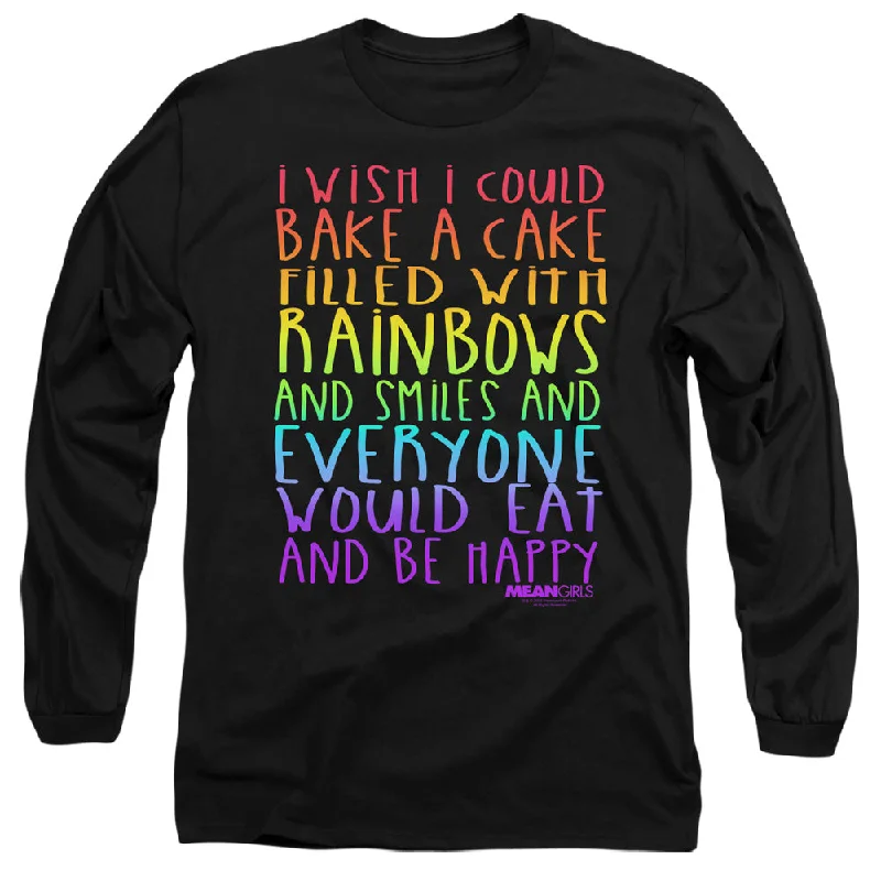 Online Only Mean Girls Long Sleeve T-Shirt Rainbows and Cake Black Tee