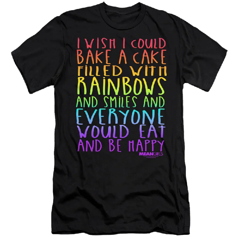 Savings Galore Mean Girls Slim Fit T-Shirt Rainbows and Cake Black Tee