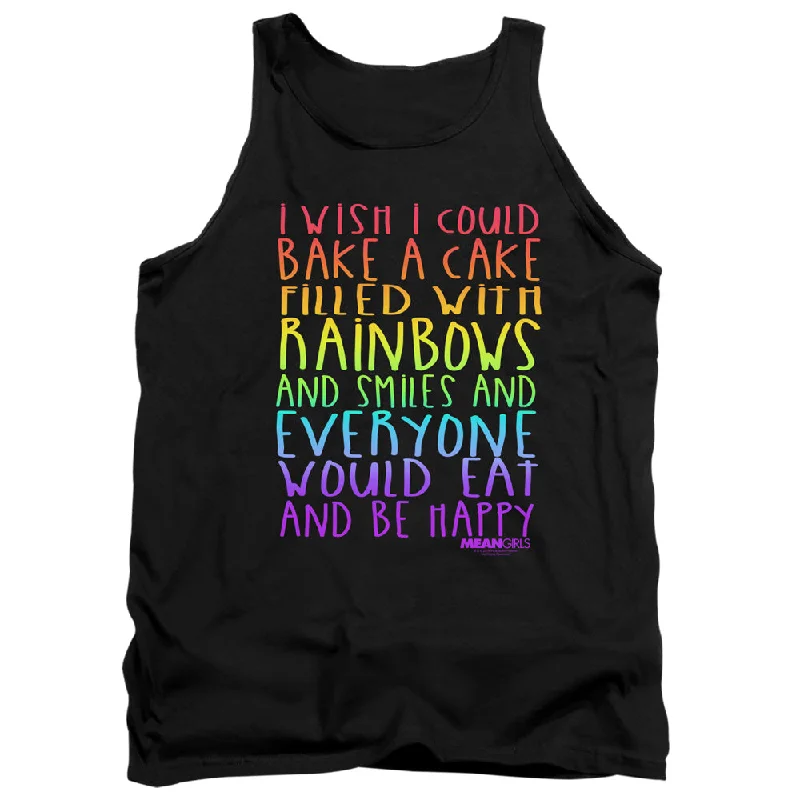 Stock Clearance Mean Girls Tanktop Rainbows and Cake Black Tank