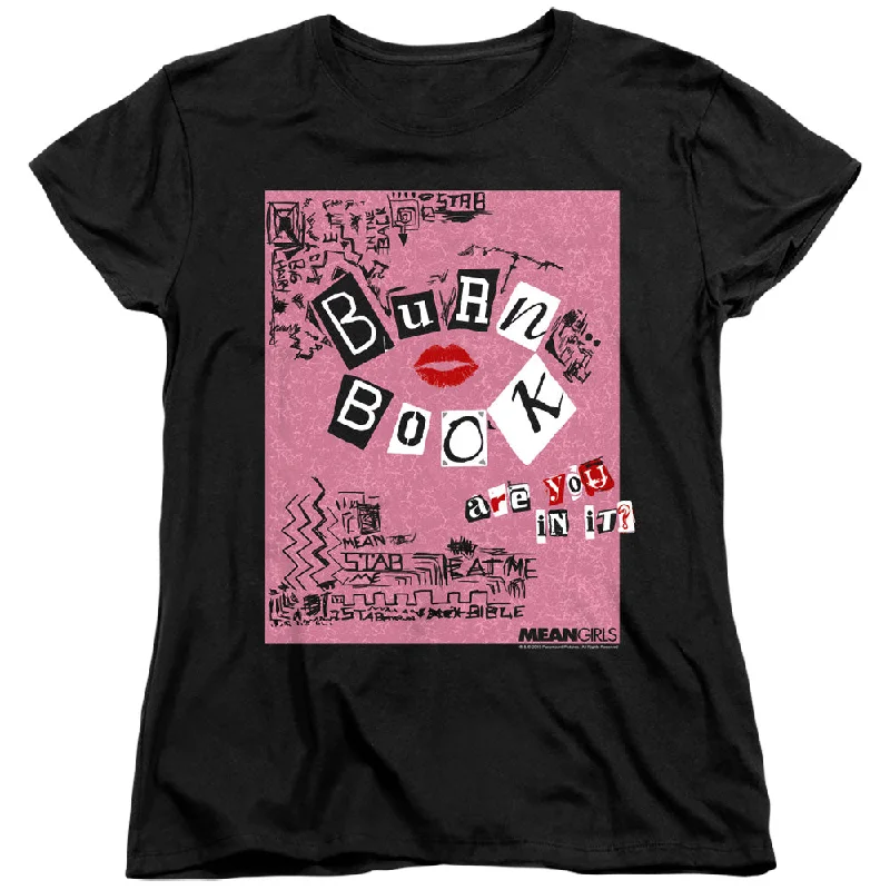 Price Drop Mean Girls Womens T-Shirt Burn Book Black Tee