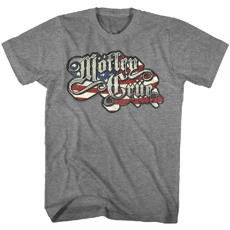 Deal of the Week Motley Crue American Flag Adult Graphite Tee Shirt