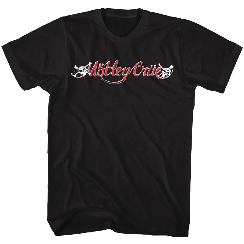 One-DAY Sale Motley Crue Red and White Logo Adult Black Tall Shirt