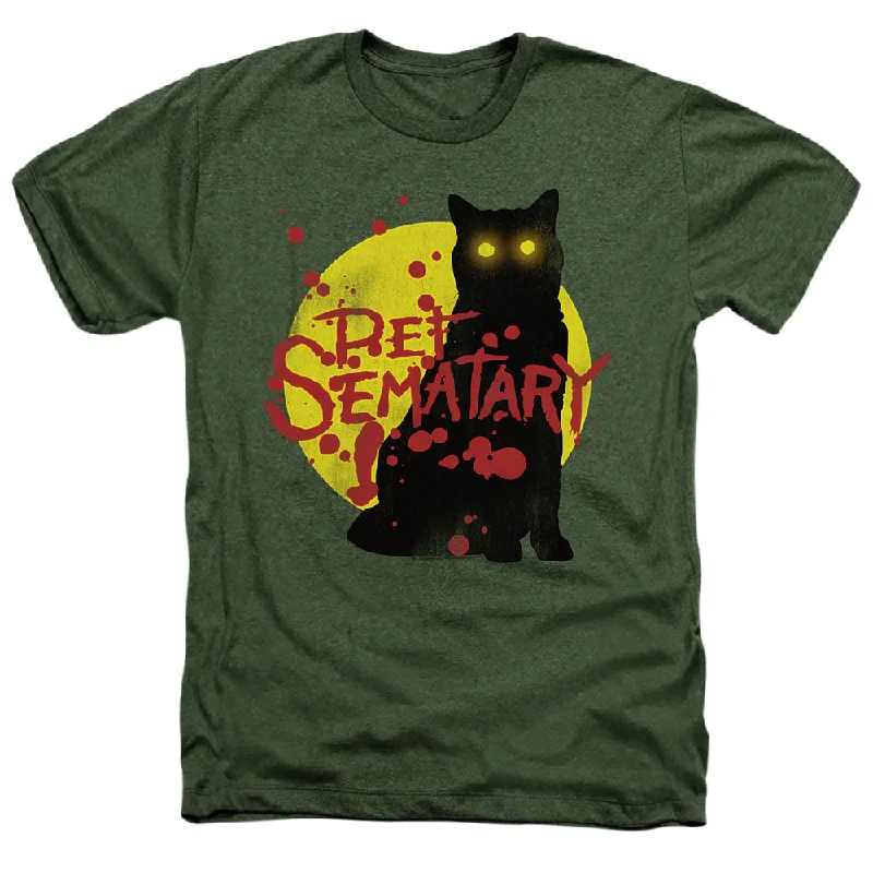 Sneak Peek Sale Pet Sematary Heather T-Shirt Glowing Eyes Cat Military Tee