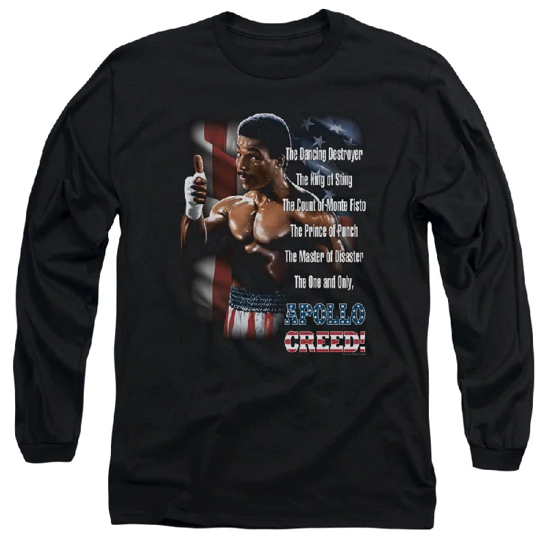 Daily Deals Rocky II Long Sleeve T-Shirt One and Only Apollo Creed Black Tee