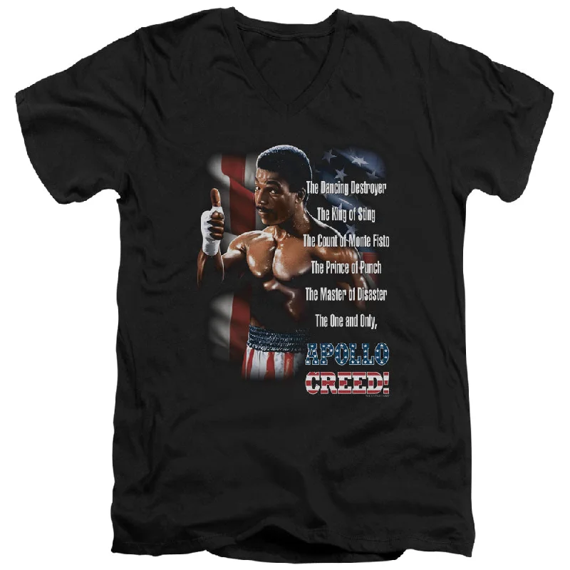 Instant Discount Rocky II Slim Fit V-Neck T-Shirt One and Only Apollo Creed Black Tee