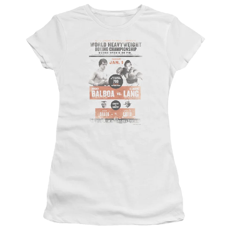 Hurry In Rocky III Juniors T-Shirt Boxing Championship Poster White Tee
