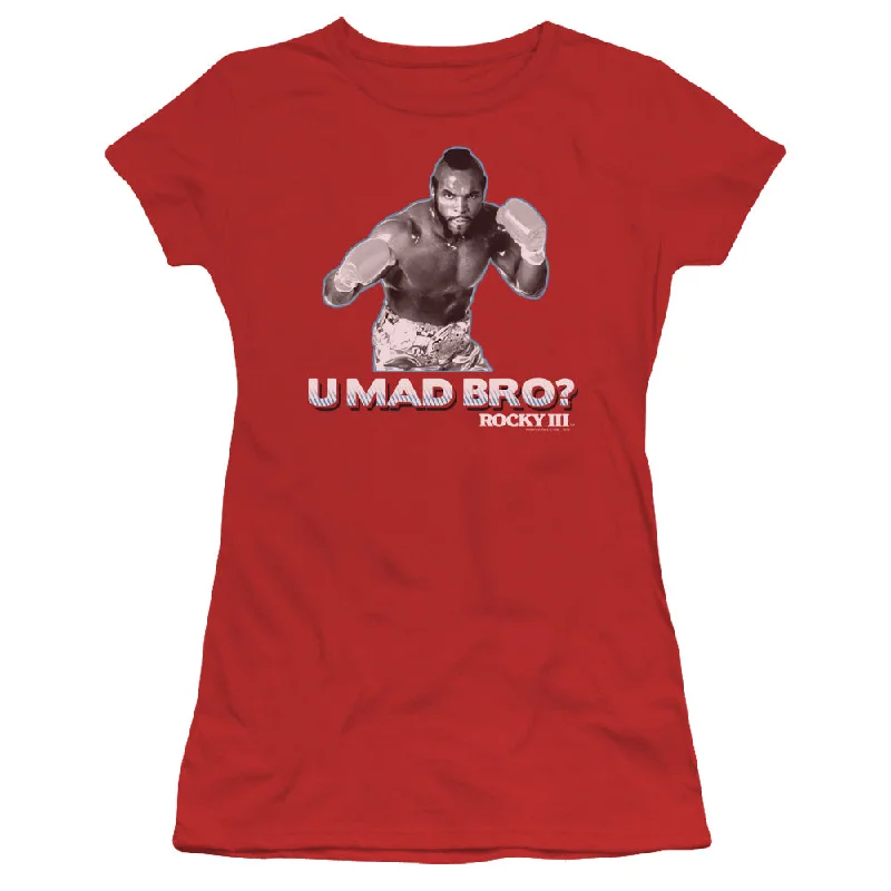 Huge Discounts Rocky III Juniors T-Shirt U Mad Bro Red Tee