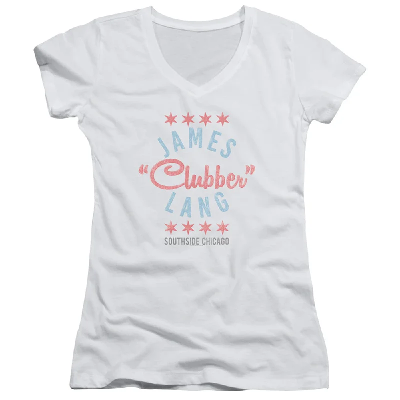 Get It Before It’s Gone Rocky III Juniors V-Neck T-Shirt James Clubber Lang White Tee