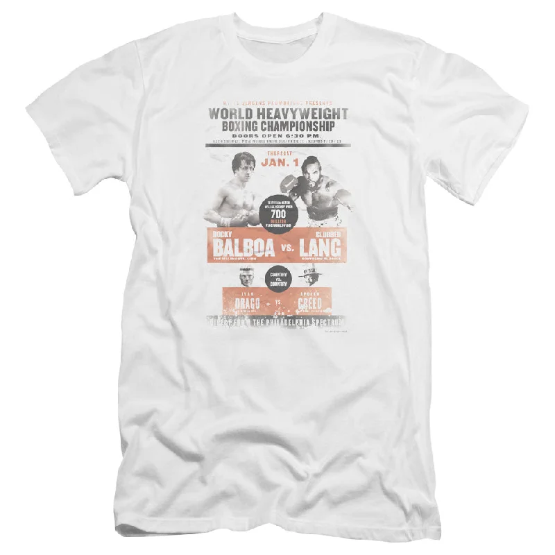 New Markdowns Rocky III Premium Canvas T-Shirt Boxing Championship Poster White Tee