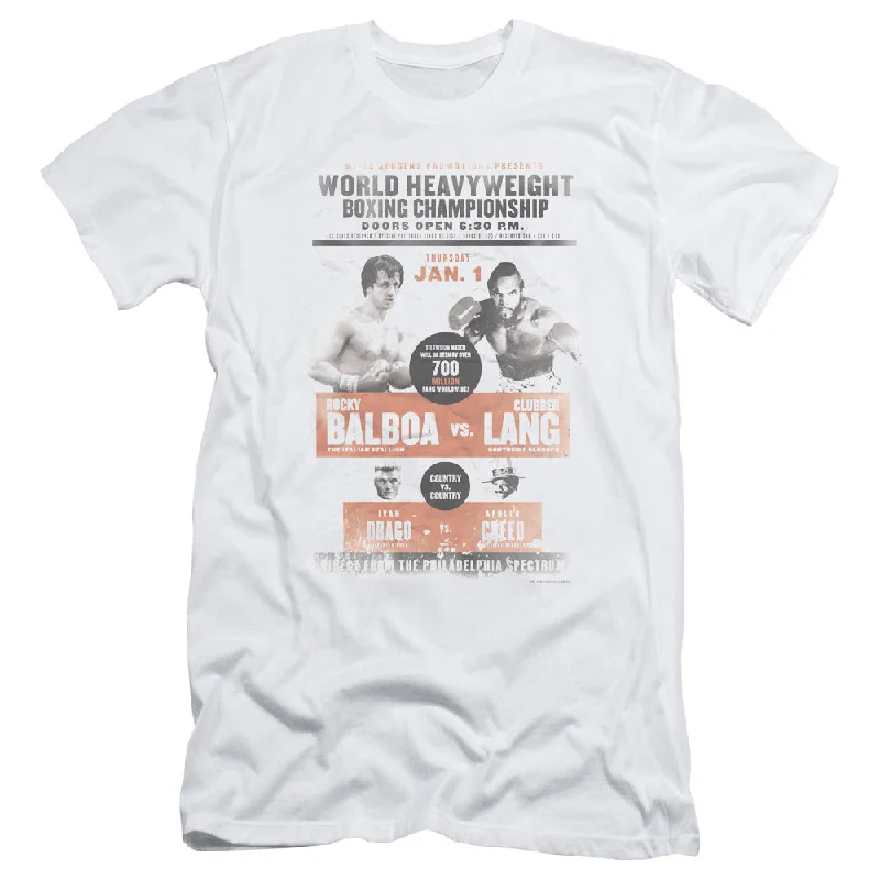 Price Cut Rocky III Slim Fit T-Shirt Boxing Championship Poster White Tee