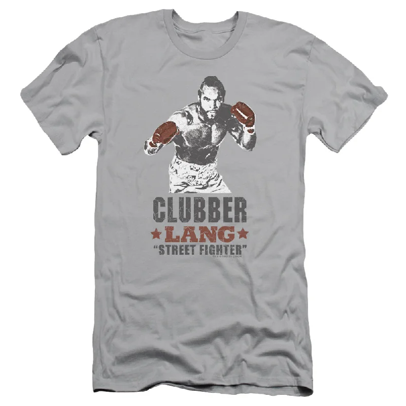 Year-End Clearance Rocky III Slim Fit T-Shirt Clubber Lang Street Fighter Silver Tee