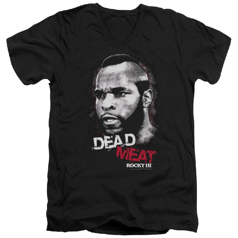 Savings Event Rocky III Slim Fit V-Neck T-Shirt Dead Meat Black Tee