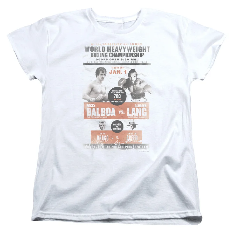 Overstock Rocky III Womens T-Shirt Boxing Championship Poster White Tee