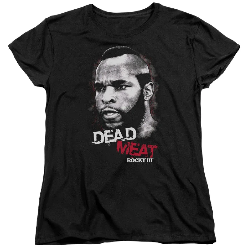 Bonus Savings Rocky III Womens T-Shirt Dead Meat Black Tee