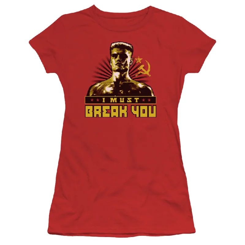 While Supplies Last Rocky IV Juniors T-Shirt Drago I Must Break You Red Tee