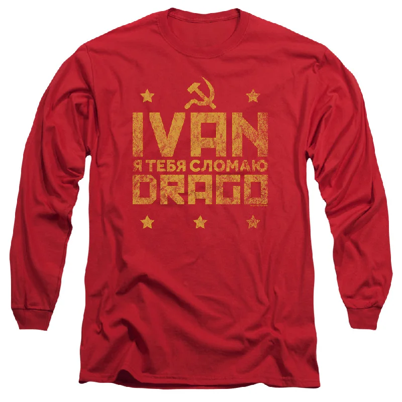 Super Bargain Rocky IV Long Sleeve T-Shirt Ivan Drago Hammer and Sickle Red Tee
