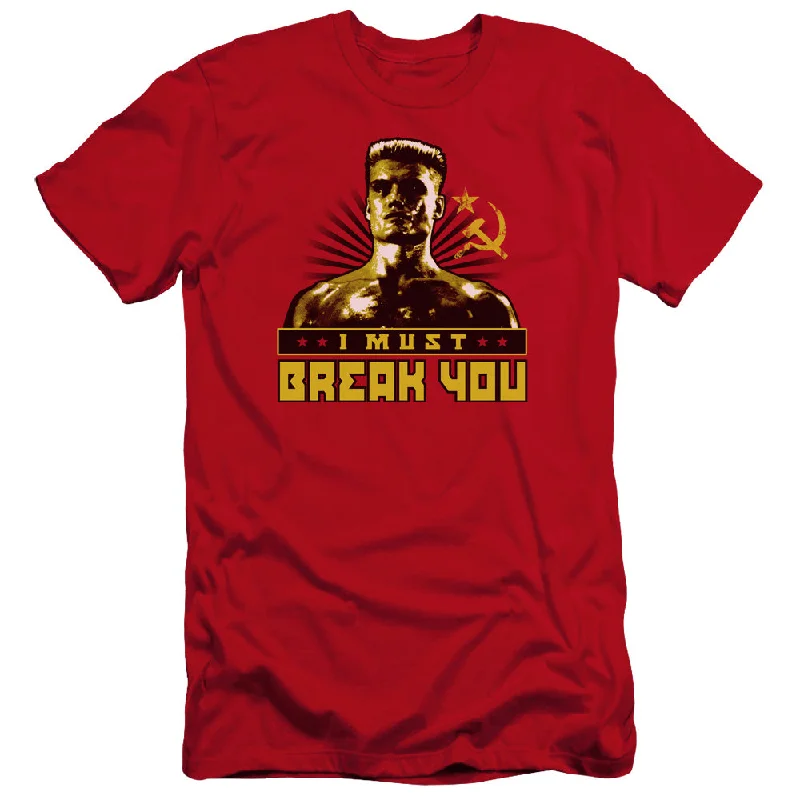 Price Drop Rocky IV Premium Canvas T-Shirt Drago I Must Break You Red Tee