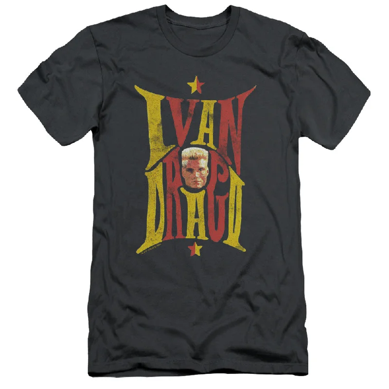 Midnight Sale Rocky IV Slim Fit T-Shirt Ivan Drago Colored Name Charcoal Tee