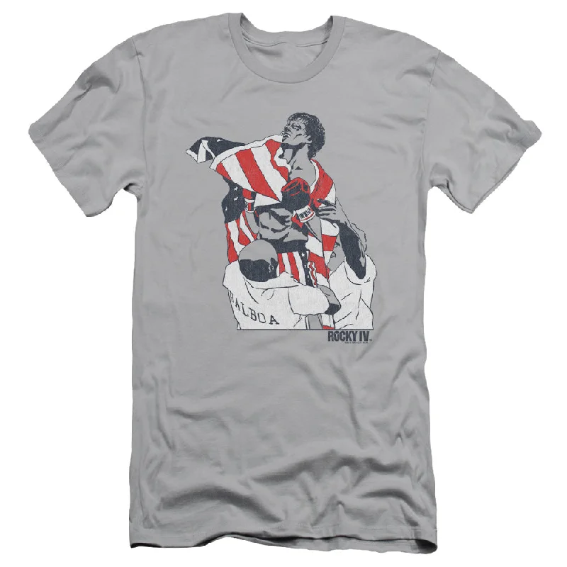 Time-Limited Offer Rocky IV Slim Fit T-Shirt Wrapped in American Flag Silver Tee