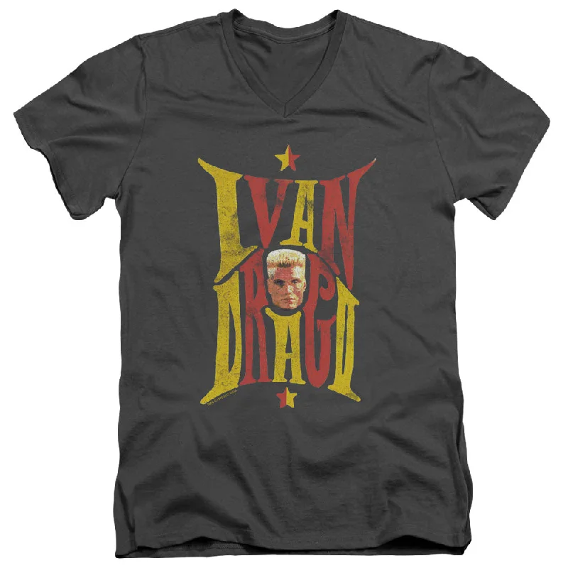 Buy More, Save More Rocky IV Slim Fit V-Neck T-Shirt Ivan Drago Colored Name Charcoal Tee