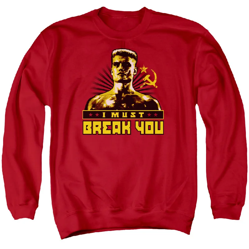 Stock Up and Save Rocky IV Sweatshirt Drago I Must Break You Red Pullover