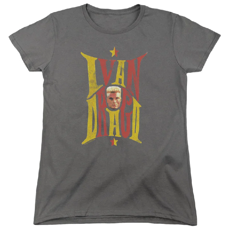 Special Promotion Rocky IV Womens T-Shirt Ivan Drago Colored Name Charcoal Tee