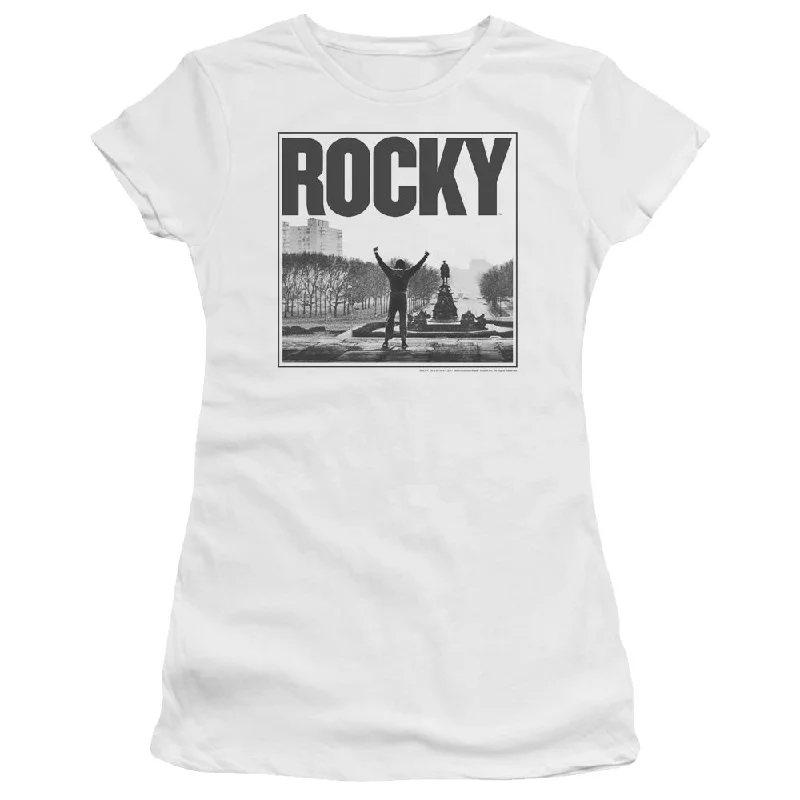 Shop and Save Rocky Juniors T-Shirt Top of the Stairs White Premium Tee