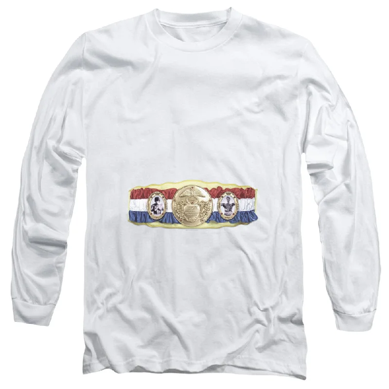 Year-End Sale Rocky Long Sleeve T-Shirt Championship Belt White Tee