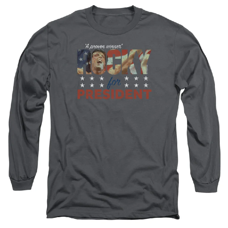 Exclusive Preview Rocky Long Sleeve T-Shirt Rocky For President Charcoal Tee
