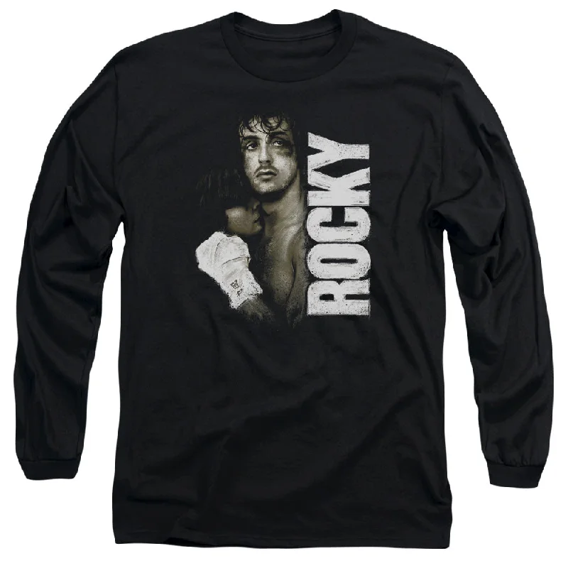 Value Deals Rocky Long Sleeve T-Shirt Serious Portrait Black Tee
