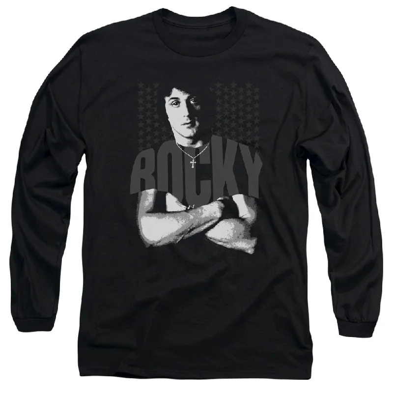 Special Price Rocky Long Sleeve T-Shirt Stars Black Tee