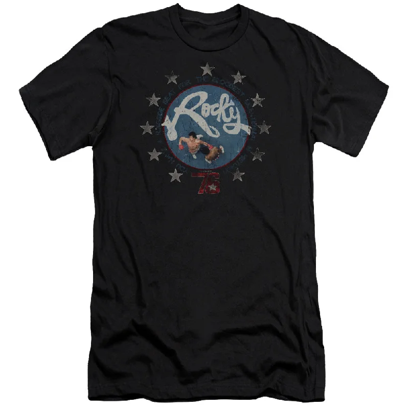 Deep Discounts Rocky Premium Canvas T-Shirt Balboa and Creed in the Ring Black Tee