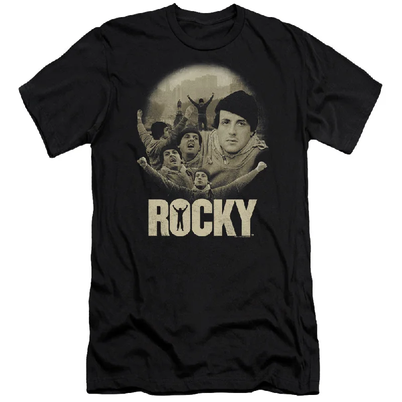 Overstock Rocky Premium Canvas T-Shirt Balboa Collage Black Tee