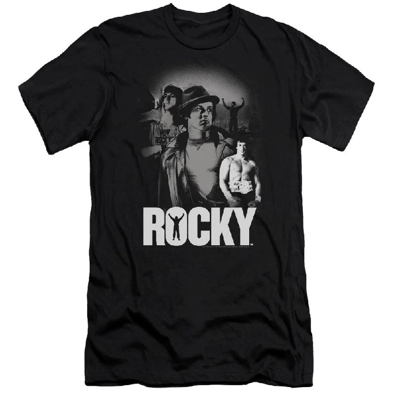 Weekend Flash Sale Rocky Premium Canvas T-Shirt Champion Collage Black Tee