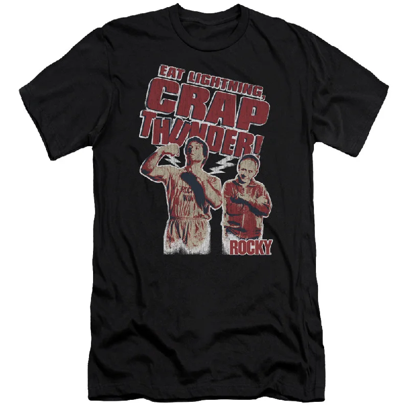 Limited Time Discount Rocky Premium Canvas T-Shirt Eat Lightning Black Tee