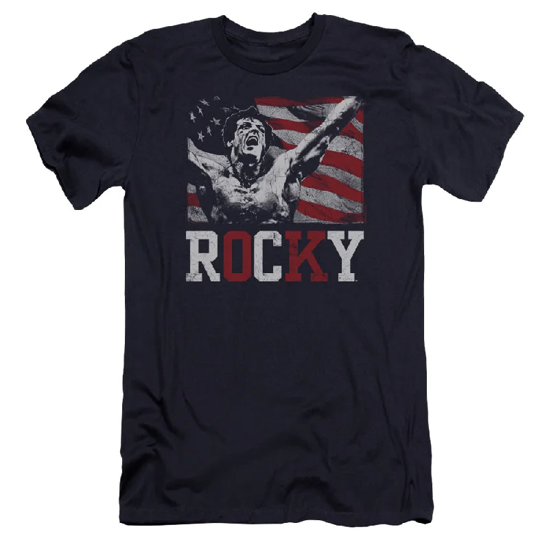 Special Savings Rocky Premium Canvas T-Shirt Flag Champion Navy Tee