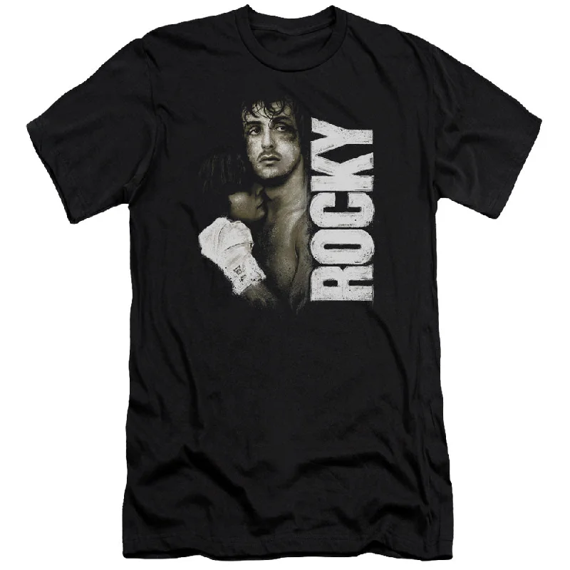 Act Fast Rocky Premium Canvas T-Shirt Serious Portrait Black Tee