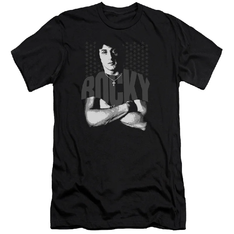 Extra Savings Rocky Premium Canvas T-Shirt Stars Black Tee