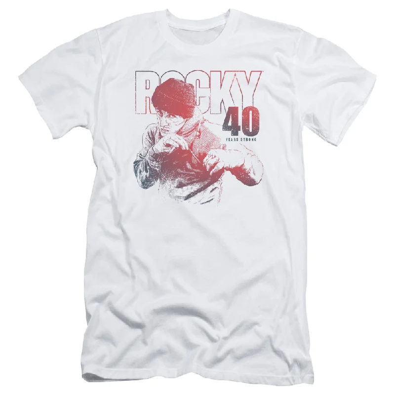 Grand Opening Sale Rocky Slim Fit T-Shirt 40 Years Strong White Tee