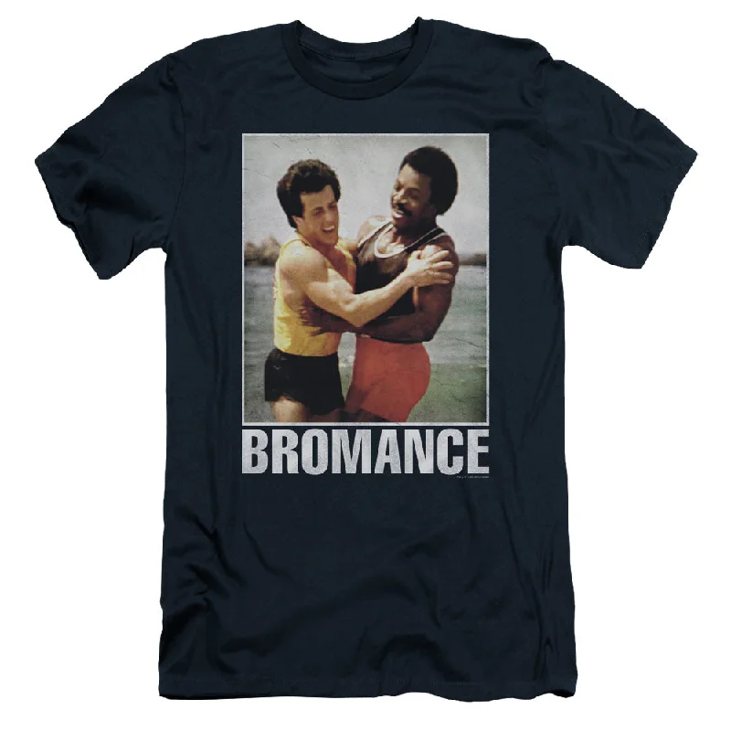 Super Sale Rocky Slim Fit T-Shirt Balboa and Creed Bromance Navy Tee