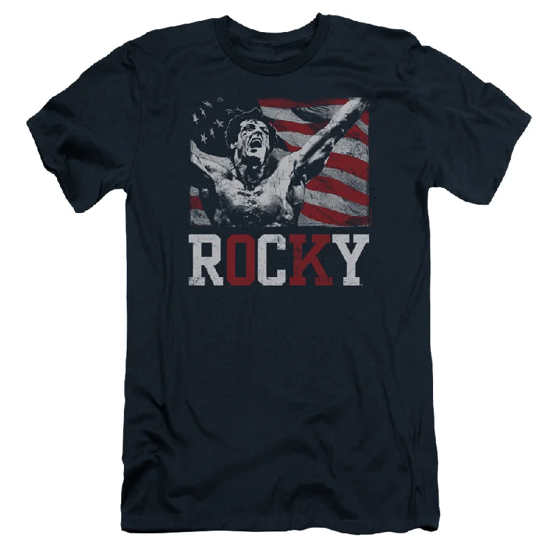 Can't Be Beat Rocky Slim Fit T-Shirt Flag Champion Navy Tee