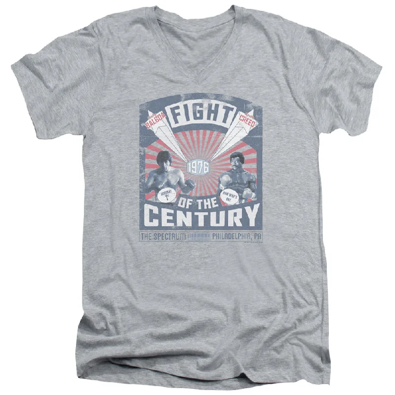 Deal Dash Rocky Slim Fit V-Neck Shirt 1976 Balboa Creed Fight Athletic Heather