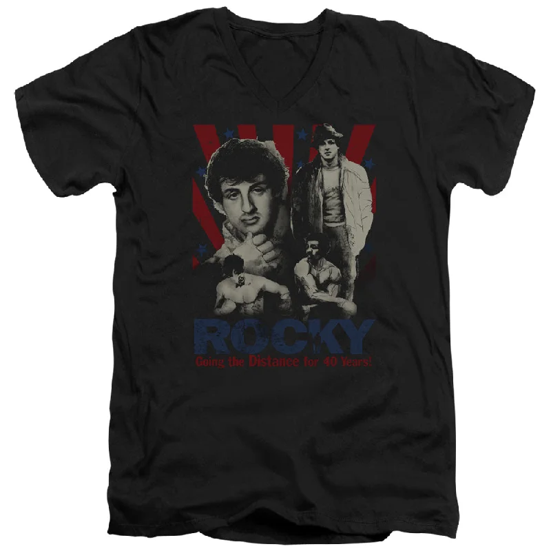 Stock Clearance Rocky Slim Fit V-Neck T-Shirt Going the Distance Black Tee
