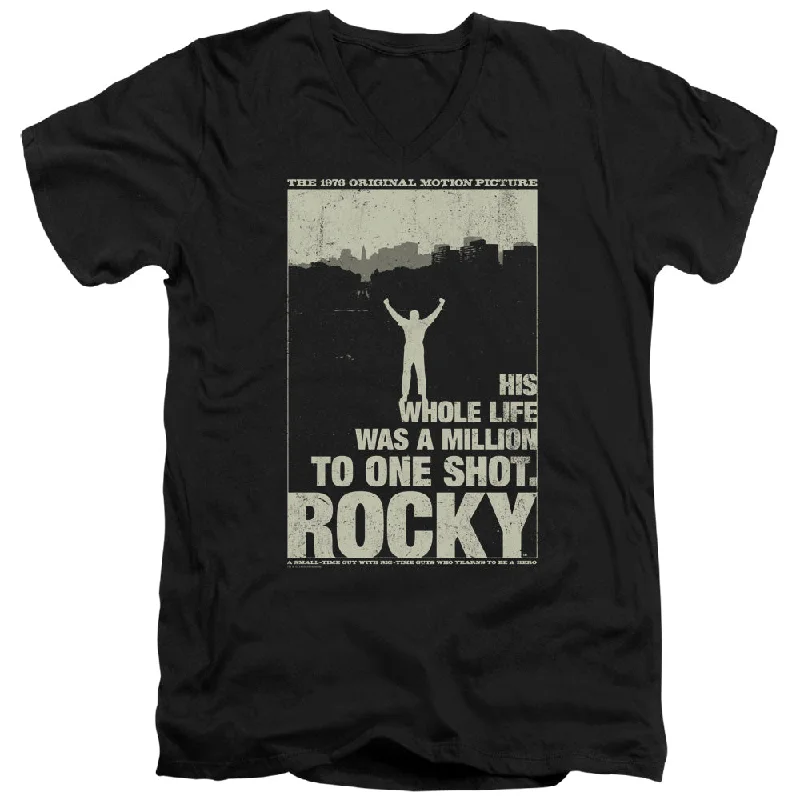Steals and Deals Rocky Slim Fit V-Neck T-Shirt Million to One Shot Black Tee