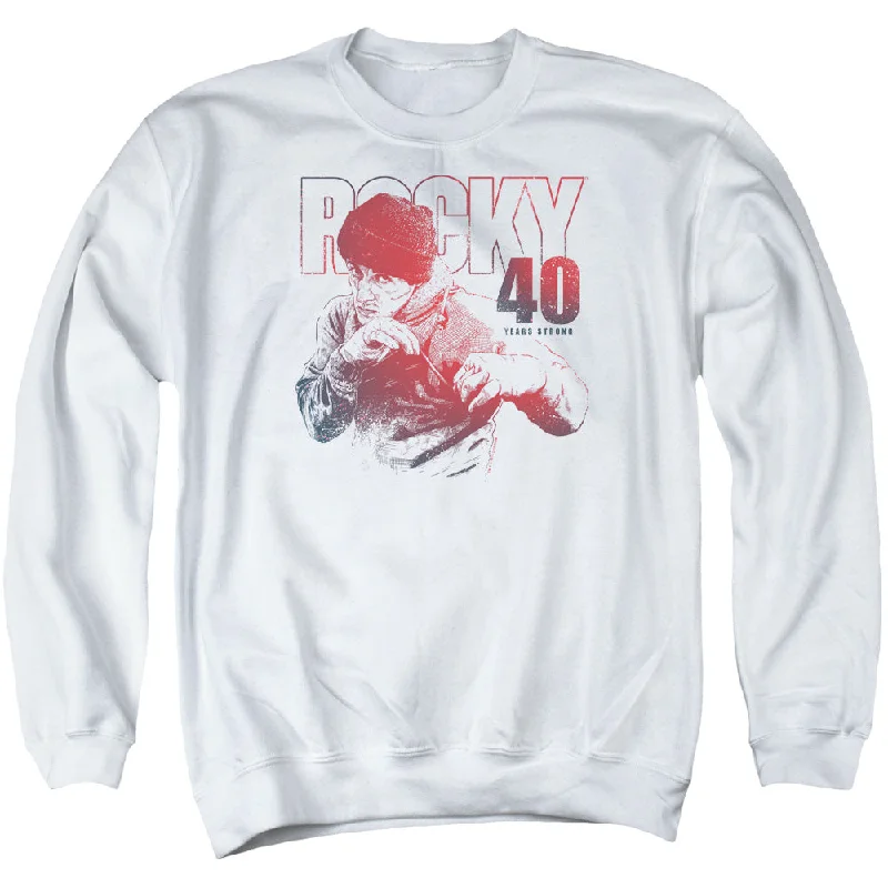 Season Finale Sale Rocky Sweatshirt 40 Years Strong White Pullover