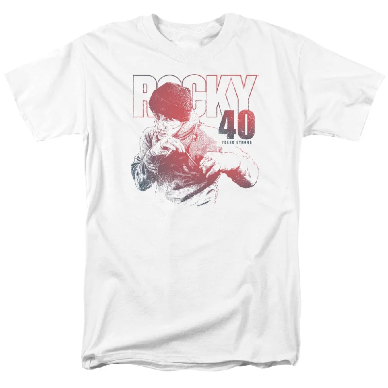 Year-End Sale Rocky T-Shirt 40 Years Strong White Tee
