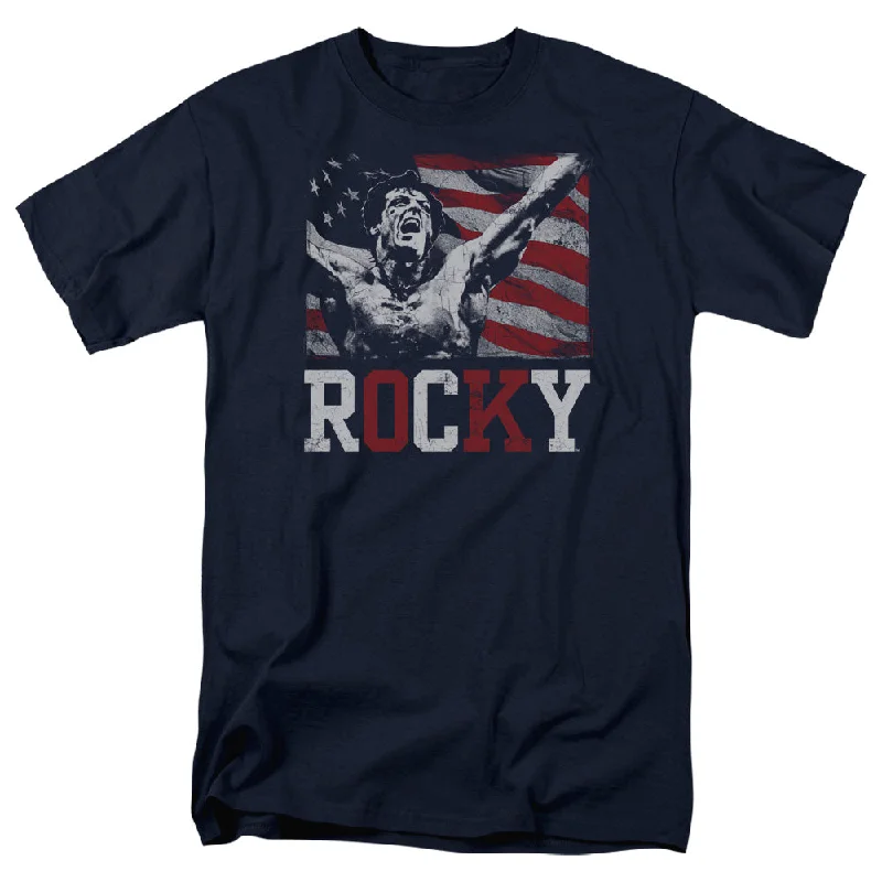 Crazy Savings Rocky T-Shirt Flag Champion Navy Tee